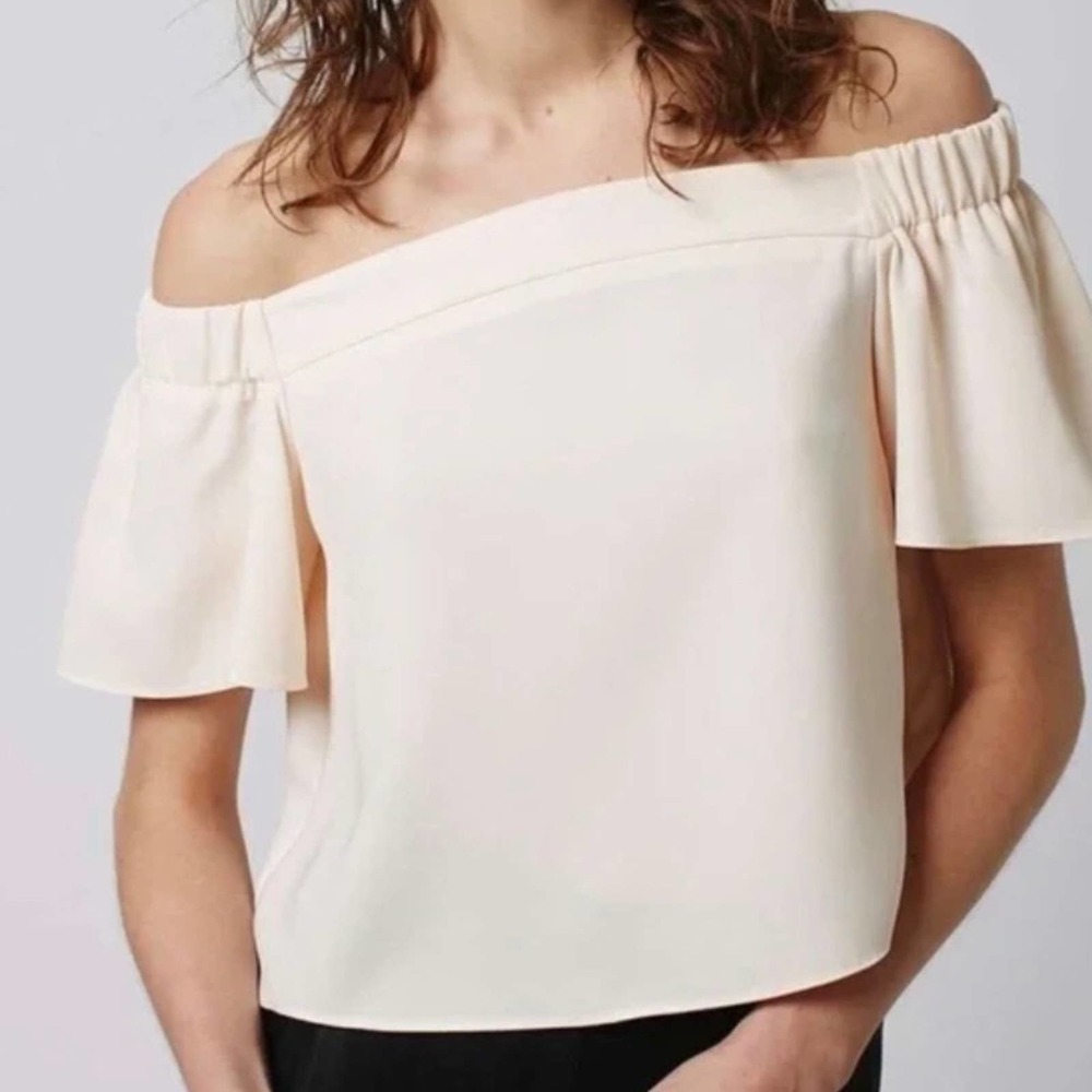 Topshop off shoulder ivory crop top